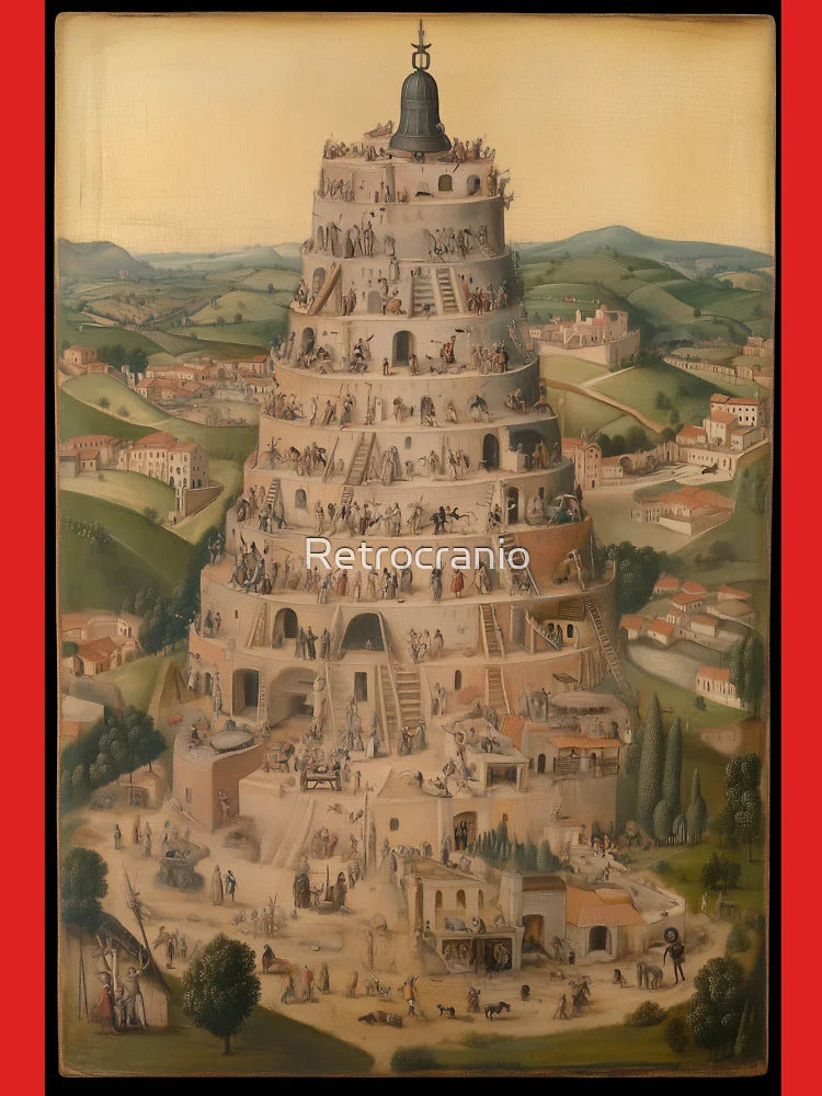 Vintage Tower of Babel Illustration with Medieval Detail Classic T-Shirt