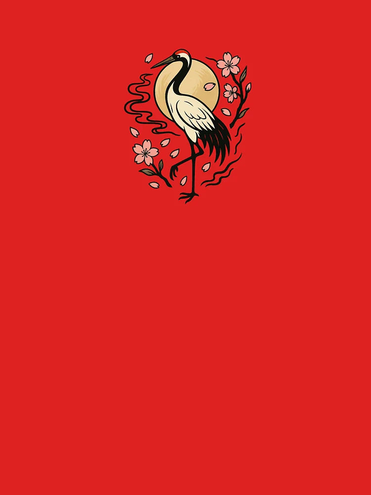 Moonlit Crane with Cherry Blossoms – Japanese Tattoo Style Design Classic T-Shirt