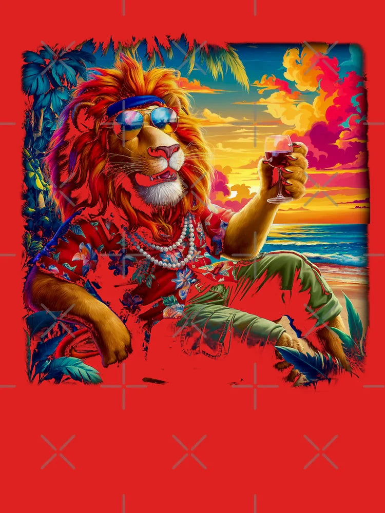 Lion Relaxing On Beach Vacation Wildlife Animals Lions Lover Classic T-Shirt