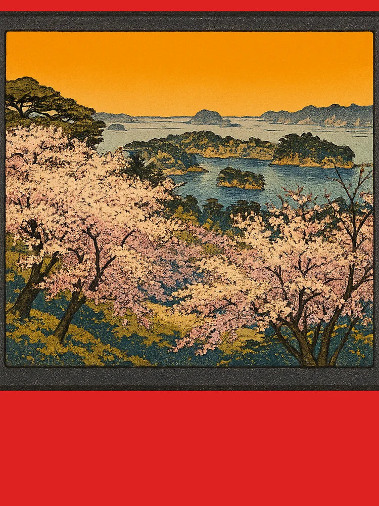 Cherry Blossoms Over Matsushima Bay | Ukiyo-e Style Japanese Landscape Classic T-Shirt