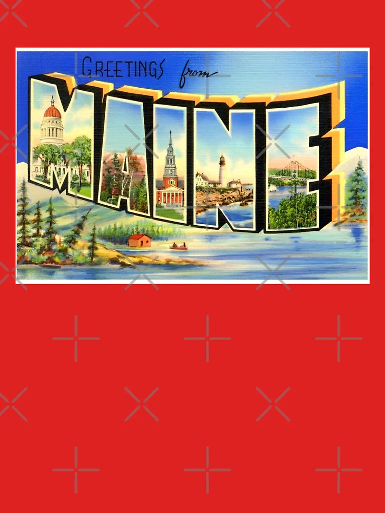 Vintage Maine Travel Art Poster Design Classic T-Shirt