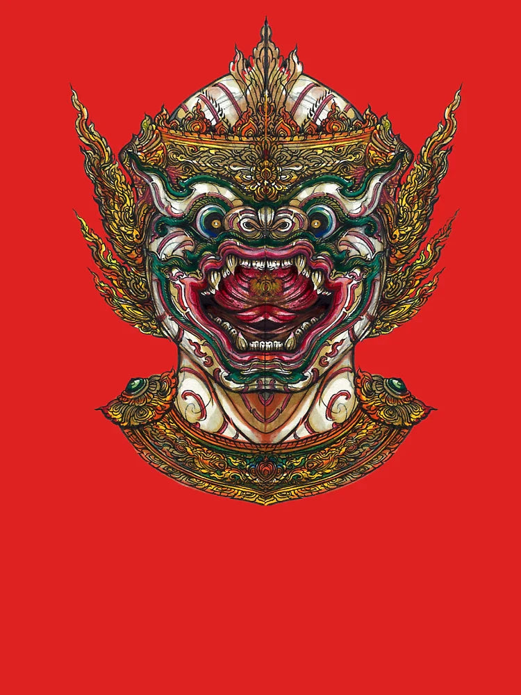 Traditional Thai Giant Mask – Hand-Drawn Art by Thai Master Artist (No AI) Classic T-Shirt