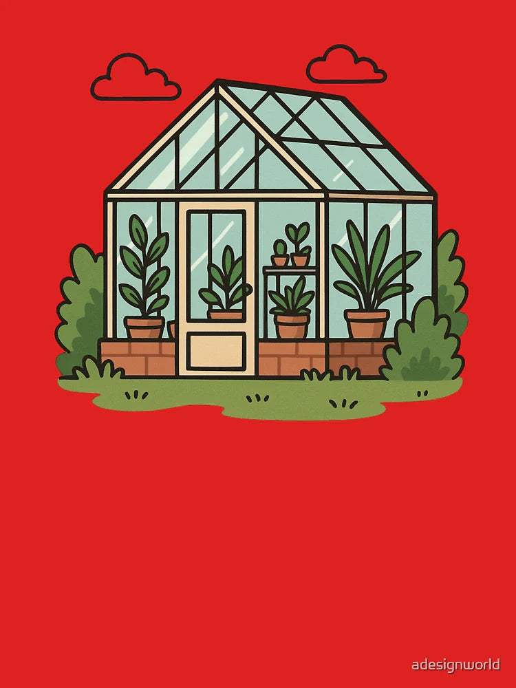 Green house cartoon gardener illustration plants greenery green thumb Classic T-Shirt