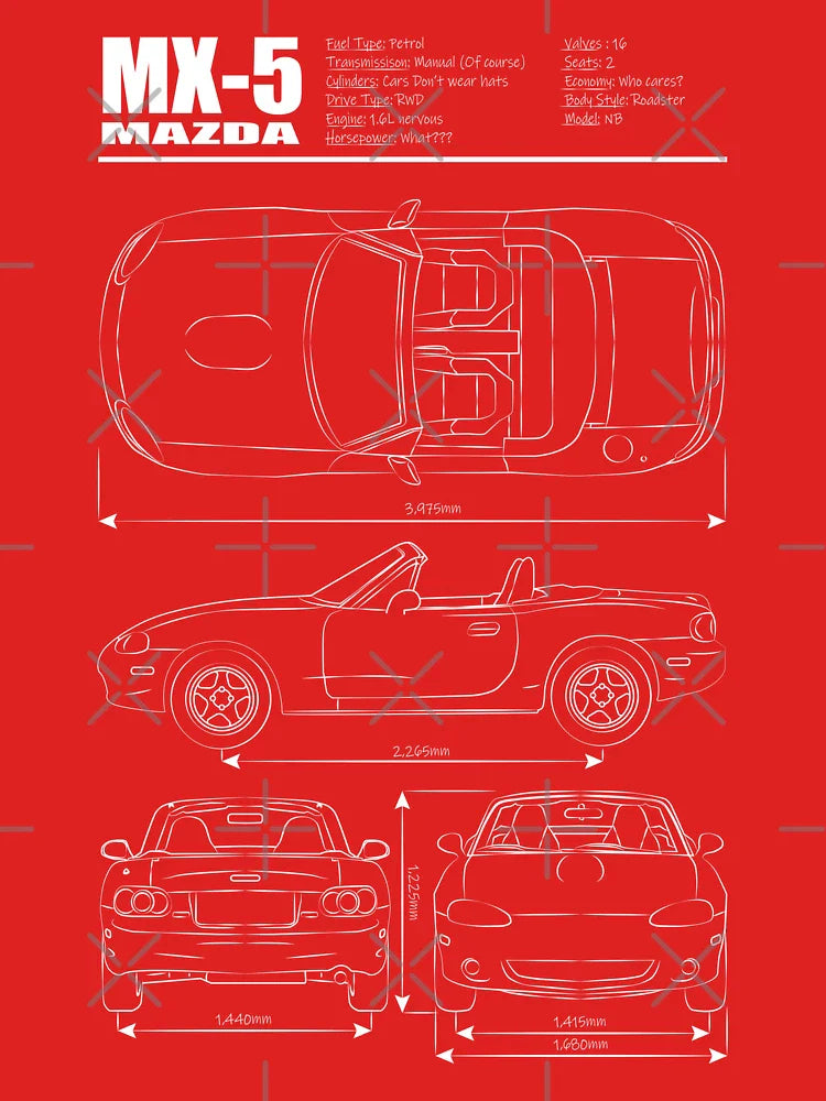 Miata Blueprint NB White Classic T-Shirt