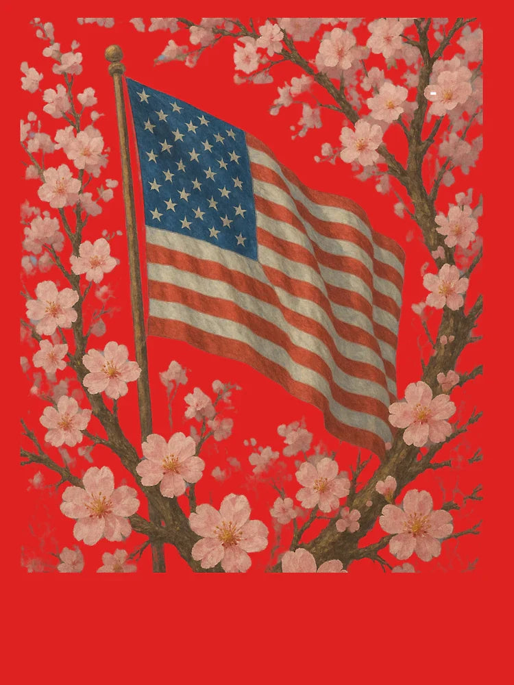 Polka Dot Bow Cherries with American Flag – Retro USA Patriotic Art Design Classic T-Shirt
