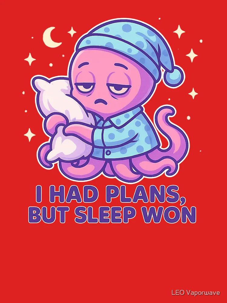 I Had Plans but Sleep Won – Funny Octopus Pajama Shirt, Vaporwave Cartoon Animal Design Classic T-Shirt