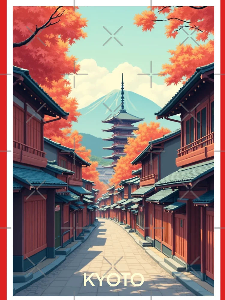 Kyoto Travel Poster, Perfect Gift for Travel Enthusiasts, Vintage Style Wall Art, Japan Wall art for home decor, Kyoto print. Sticker Classic T-Shirt