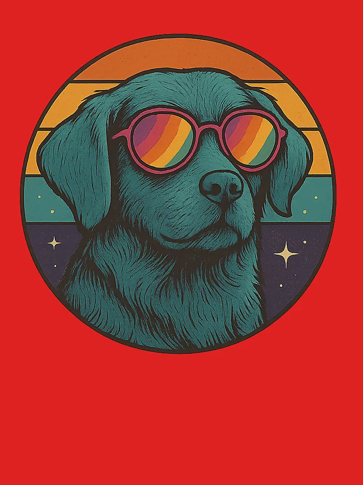 Galaxy Dog Retro Sunset – Cosmic Space Dog Vintage Design Classic T-Shirt