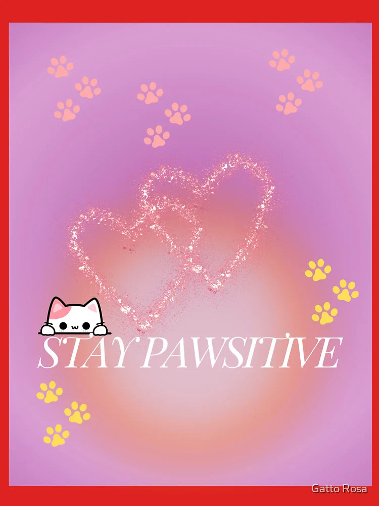 "Stay Pawsitive"-Cute Cat Motivational Quote -Cat Lovers Wall Art,Stickers & Gift Classic T-Shirt