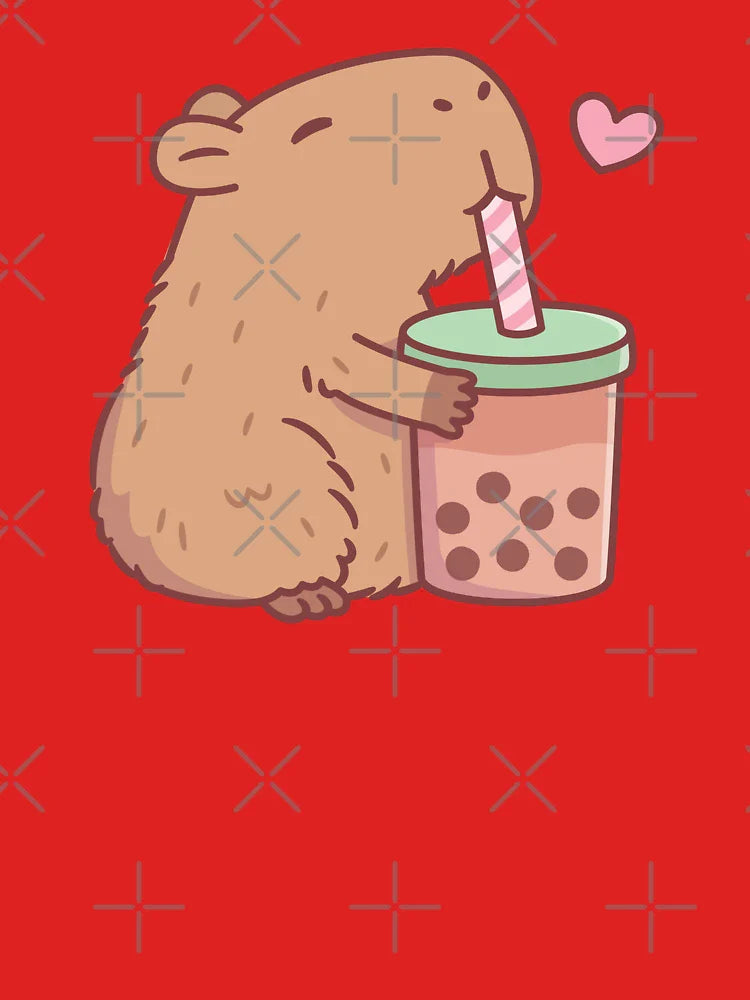 Cute Capybara Loves Bubble Tea Classic T-Shirt