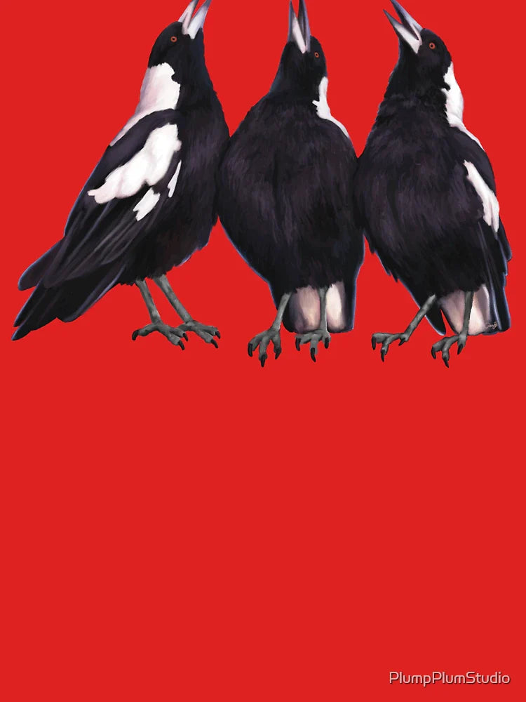 Trio of warbling magpies. Australian theme decor, original artwork. Unique gift. Classic T-Shirt