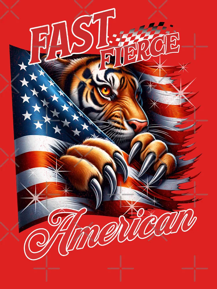 Fast Fierce American USA American Flag Tiger Racing Patriotic Classic T-Shirt