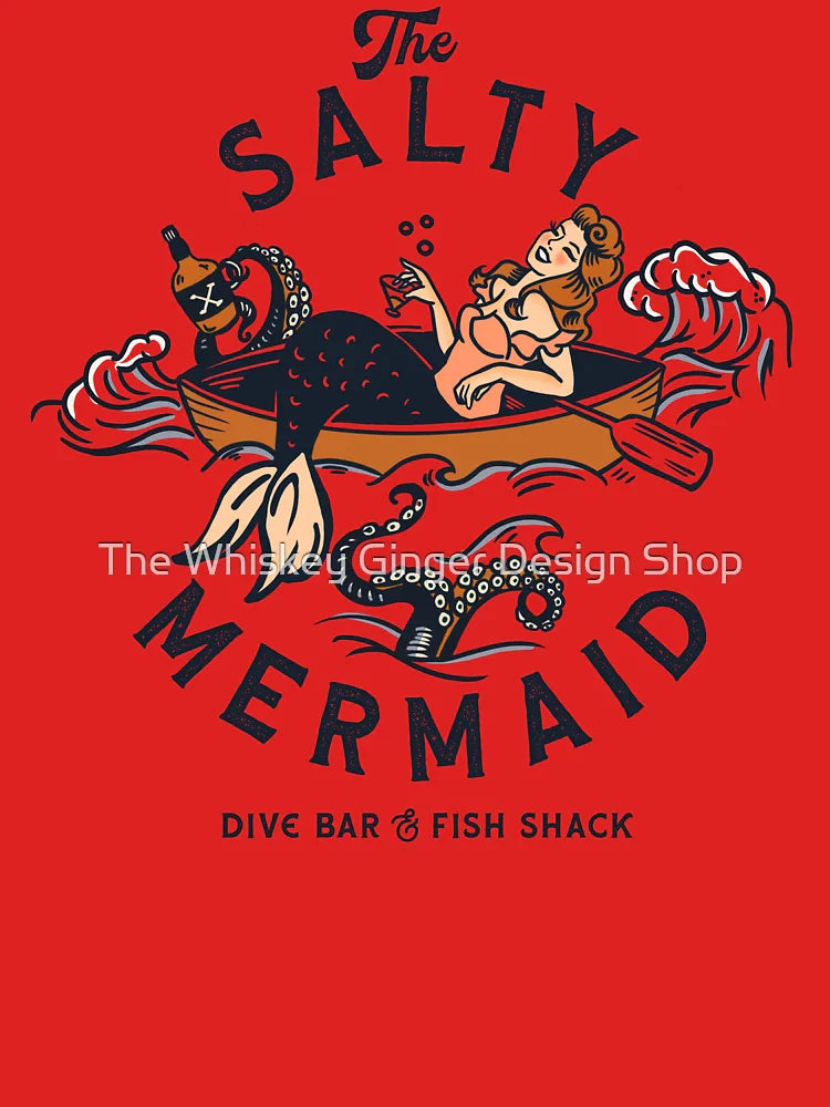 "The Salty Mermaid Dive Bar & Fish Shack" Cool Retro Mermaid Travel Design Classic T-Shirt
