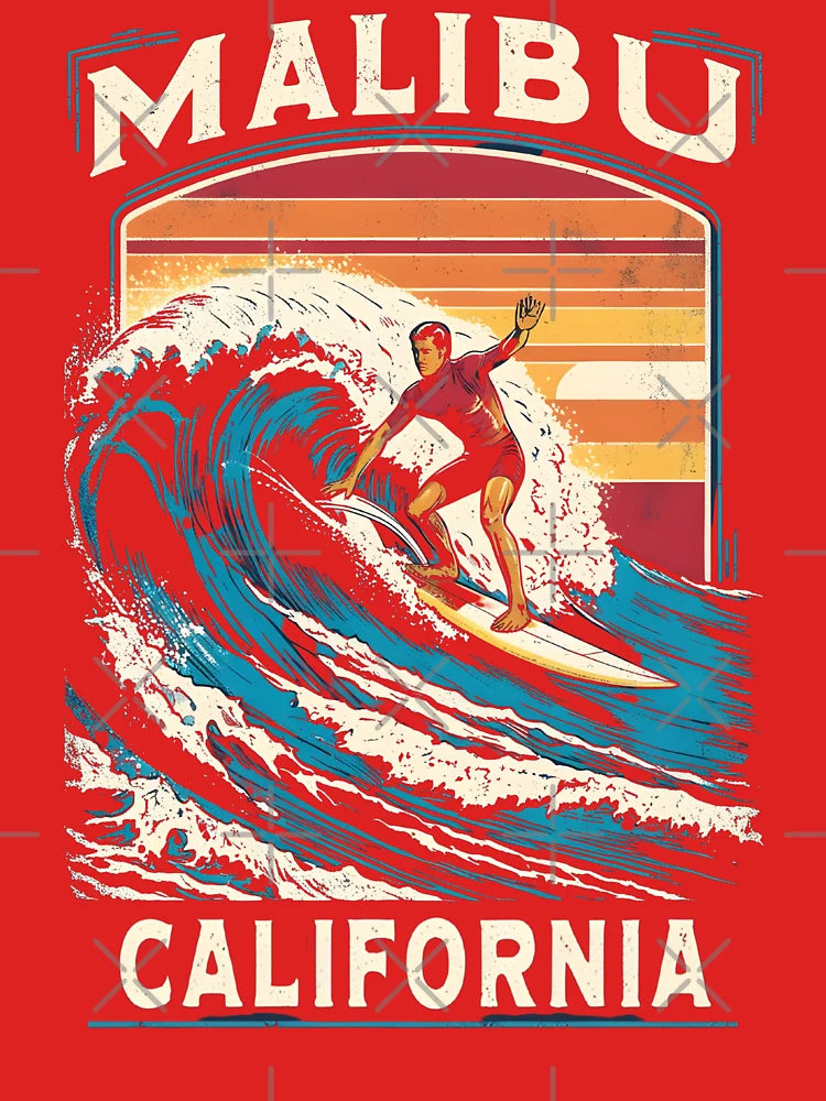A Vintage Illustration of Malibu - California  Classic T-Shirt