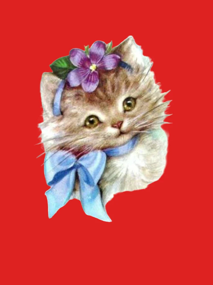 Beautiful kitten with a vintage blue bow Classic T-Shirt