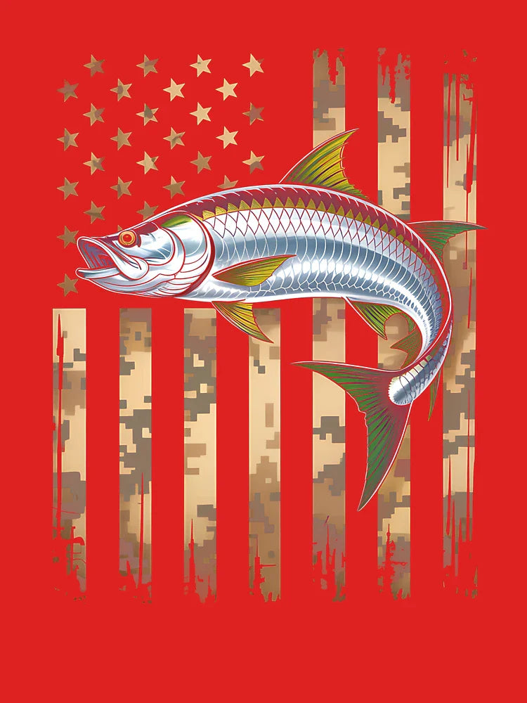 Camo American Flag Tarpon Fishing 4th Of July Classic T-Shirt