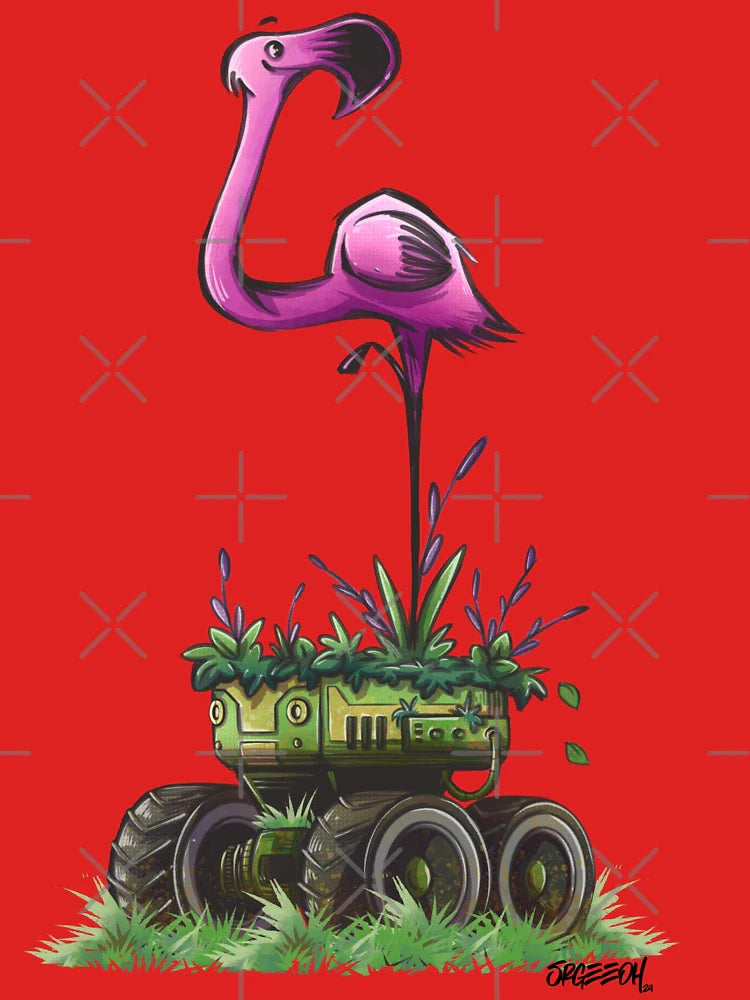 Mosswheel & the Pink Seer – Whimsical Robot Journey Art Classic T-Shirt