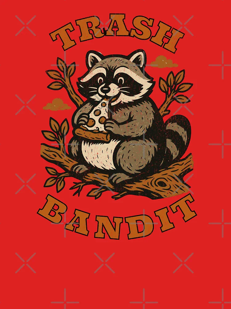 Trash Bandit Funny Raccoon Eating Pizza Cartoon Humor Classic T-Shirt