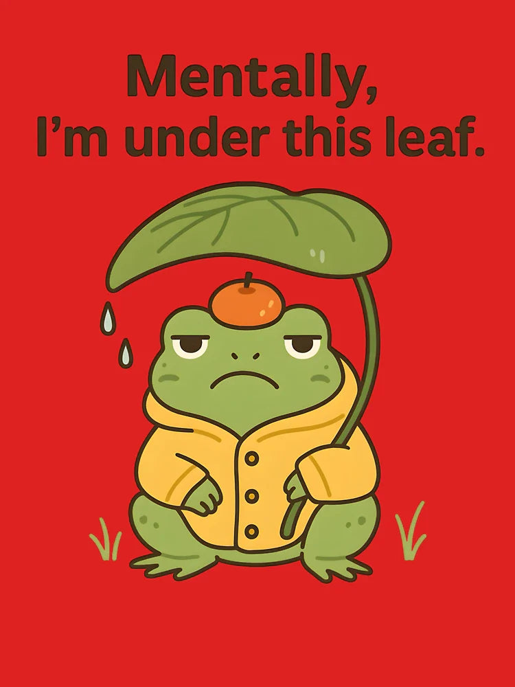 Grumpy Frog Cottagecore Raincoat Leaf Umbrella Cute Funny Illustration Classic T-Shirt