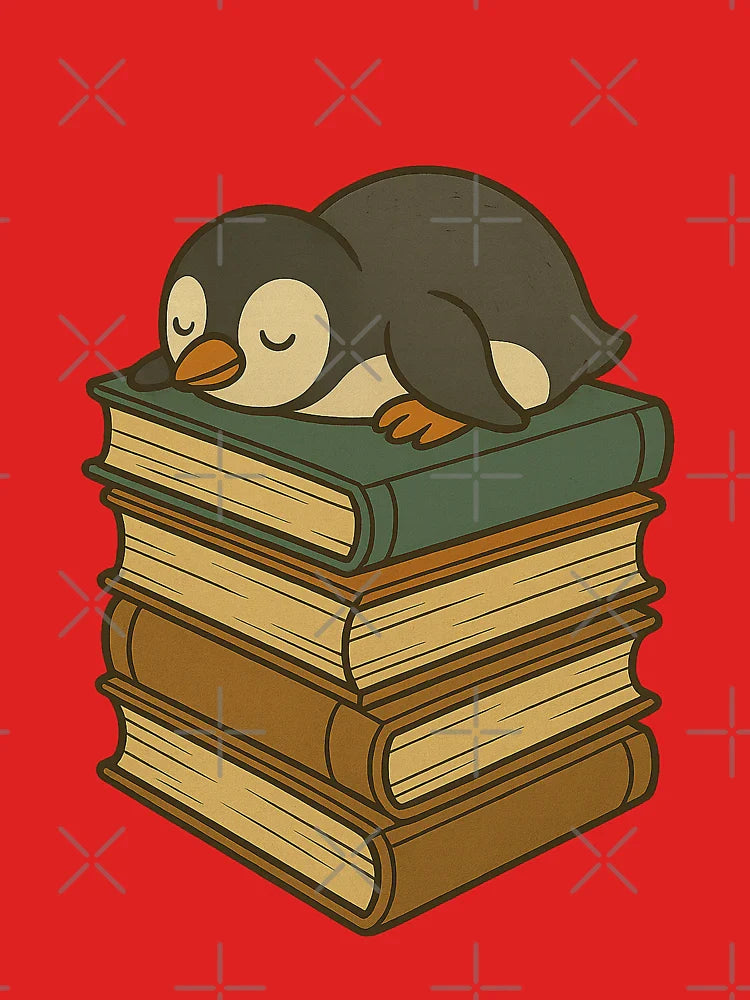 Sleepy Penguin on Books – Cozy Book Lover Design Classic T-Shirt