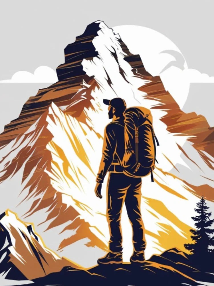 Hiker staring at a mountain Classic T-Shirt