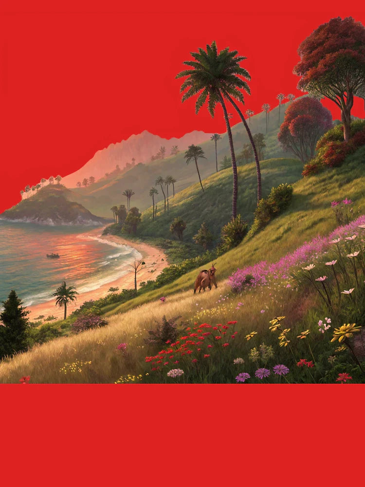 Enchanting Sunset: Mystical Hillside Seaside Forest Classic T-Shirt