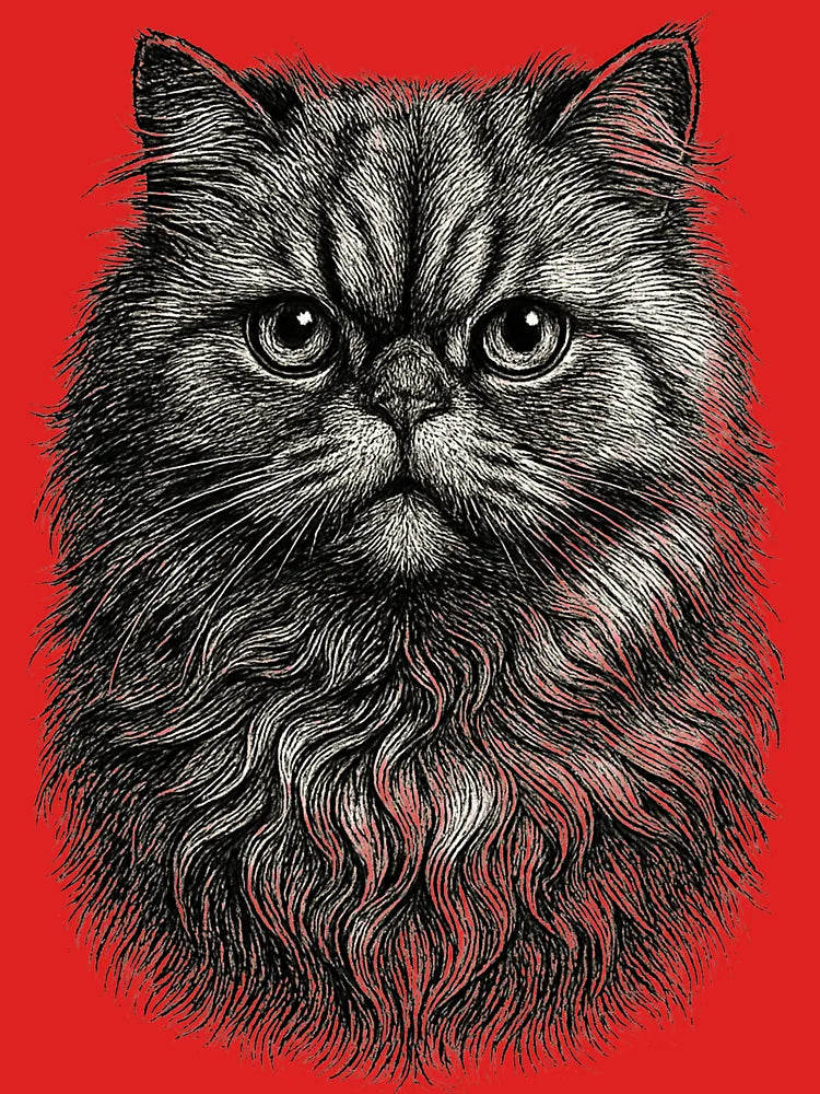Persian Cat Engraving Vintage Style Art Classic T-Shirt