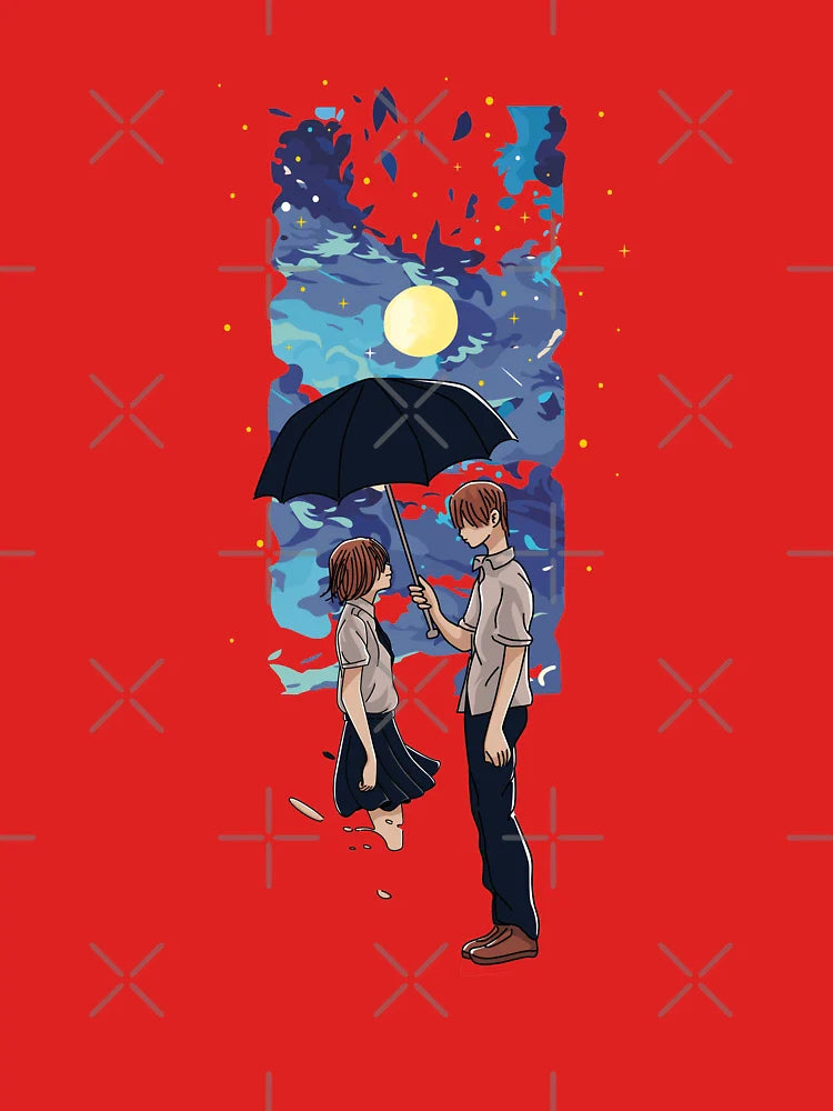 anime couple under night sky Classic T-Shirt