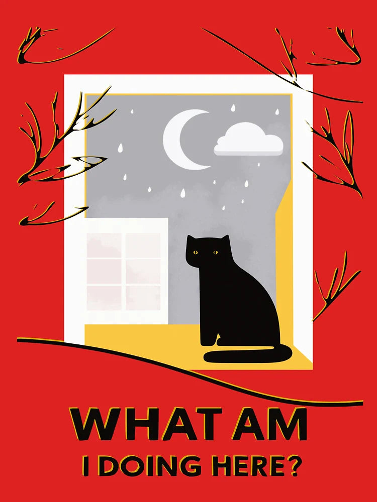 What Am I Doing Here? | Black Cat in the Rain – T-Shirt Classic T-Shirt