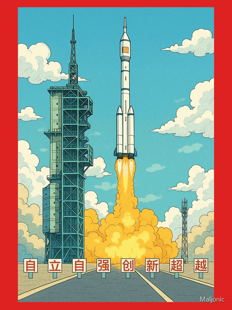 Chinese Shenzhou 20 Rocket Launch Manga Illustration Classic T-Shirt