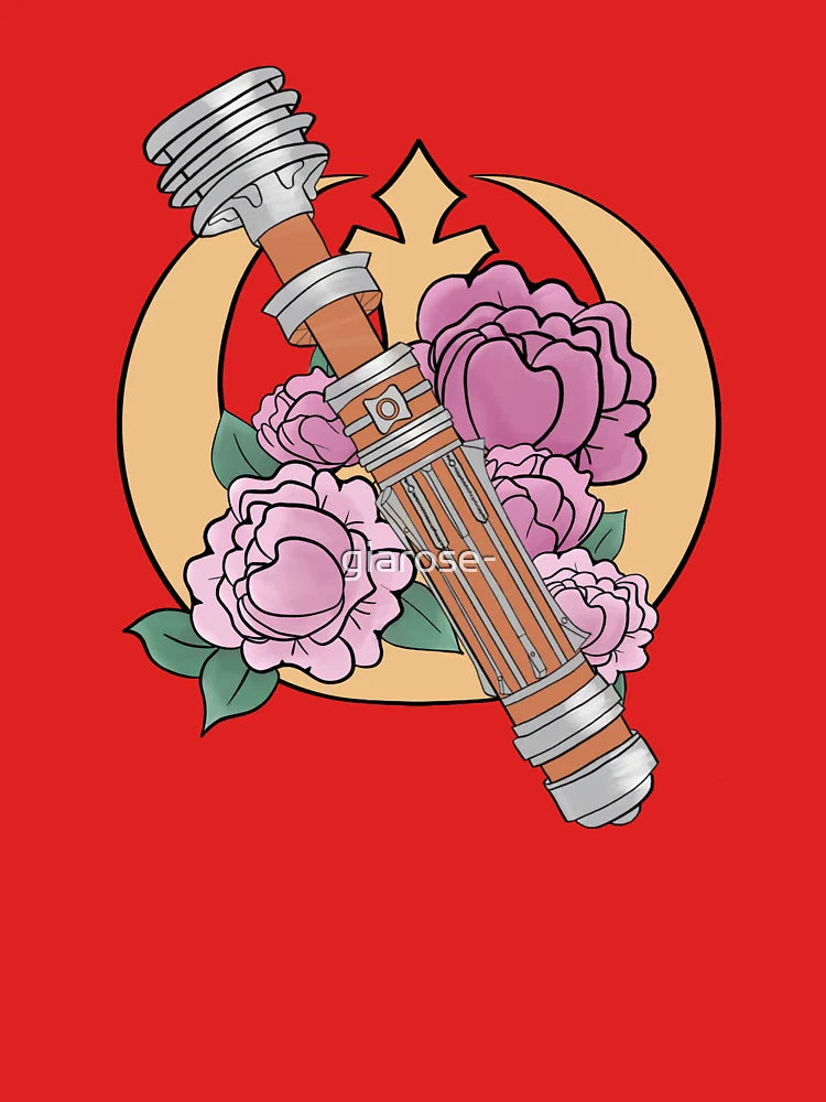 Space Mom Space Sword on Peonies | Leia Organa's Lightsaber Fan Art Classic T-Shirt