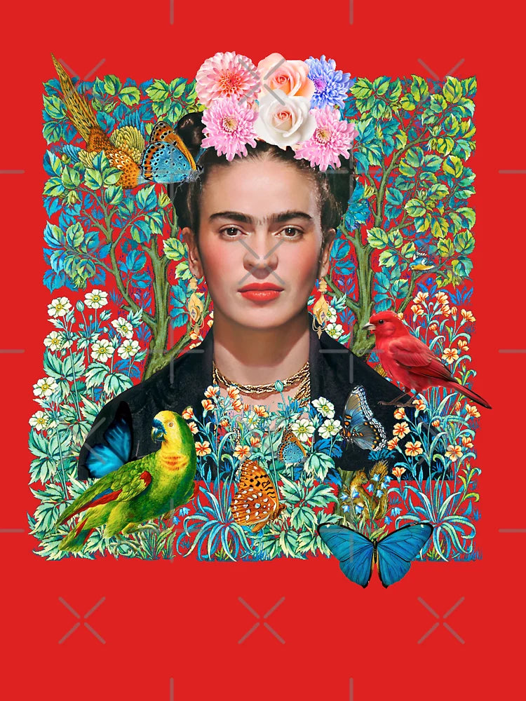 Frida Kahlo  portrait  Flowers colorful  pattern  Classic T-Shirt