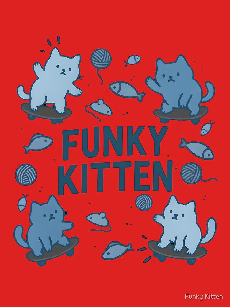 Funky Kitten Skate Crew â€“ Chibi Blue Cat Design   Classic T-Shirt