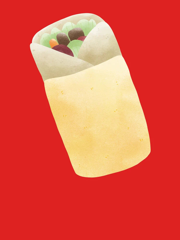 Cute Burrito Wrap Illustration - Foodie Art Design Classic T-Shirt