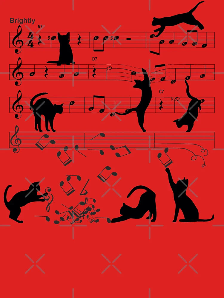 Cat Playing Clef Notes Piano Music Funny Musical Cats Cute Gift Classic T-Shirt