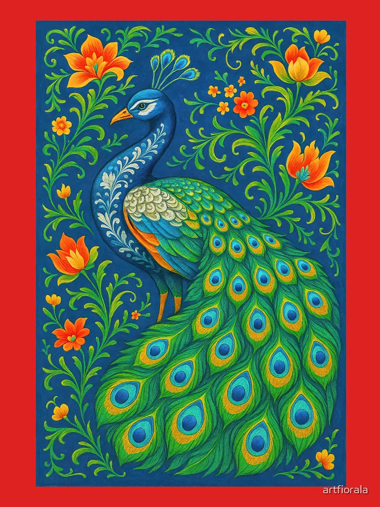 Majestic Peacock – Vibrant Art Nouveau Style Classic T-Shirt