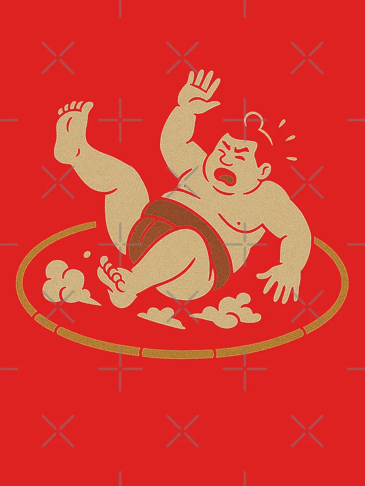 Vintage Sumo Wrestler Falling in Dohyo Ring Classic T-Shirt