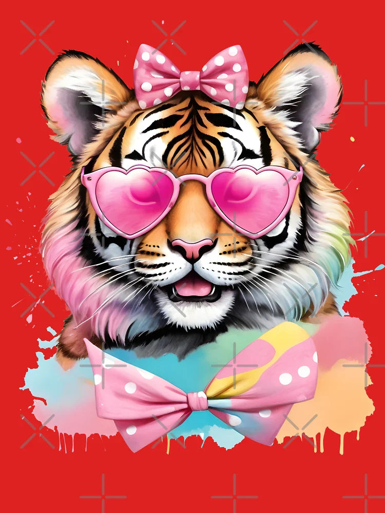 Playful Tiger with Heart-Shaped Sunglasses Classic T-Shirt