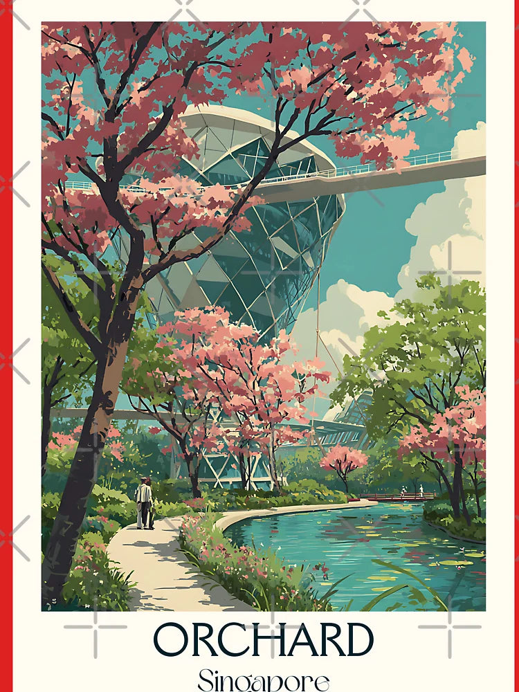 Orchard Singapore Poster – Blossoms, Skyscrapers & Urban Calm Classic T-Shirt