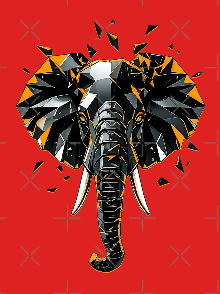 Elephant Abstract Art - Orange Classic T-Shirt
