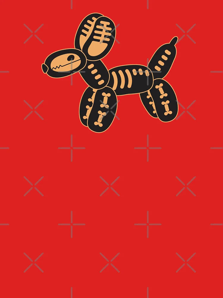 Skeleton Balloon Dog | Summerween Cute Spooky Dog Art in Orange and Black Classic T-Shirt