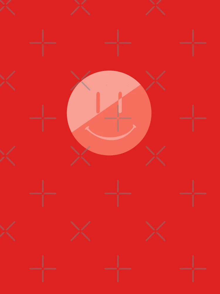 Split Red Smiley – Bold Emotional Aesthetic Sticker with Dual Vibes Classic T-Shirt