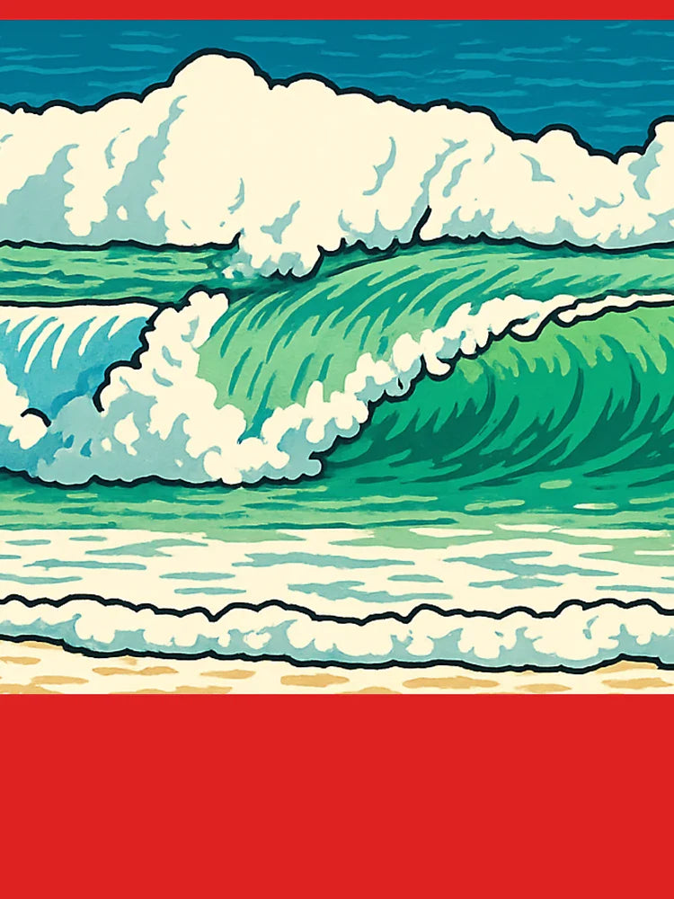 Rolling Wave Art | Vibrant Surf in Retro Style Classic T-Shirt