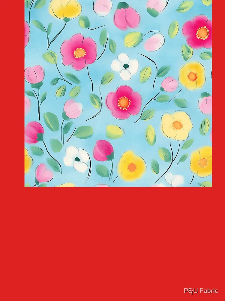 Colorful pink and yellow flowers pattern Classic T-Shirt