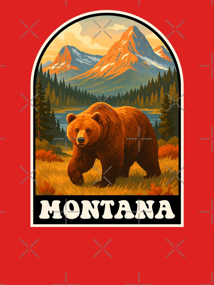 Montana Wilderness Bear Retro National Park Art Classic T-Shirt