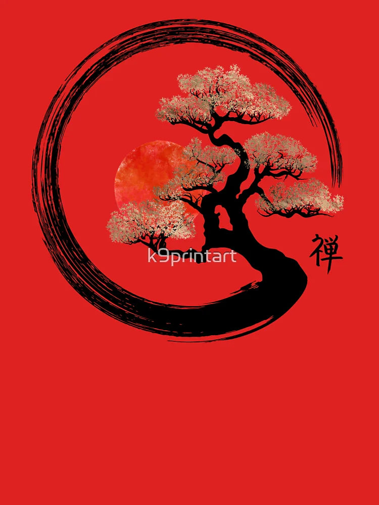 Enso Circle and Bonsai Tree on Canvas Classic T-Shirt