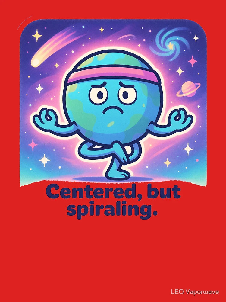Centered but Spiraling â€“ Funny Yoga Planet Shirt, Vaporwave Cartoon Space Design Classic T-Shirt