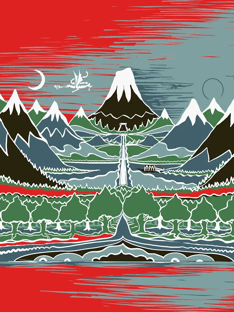 A Halflings journey on a mountain path through an elven wood in the style of J.R.R.Tolkien Classic T-Shirt