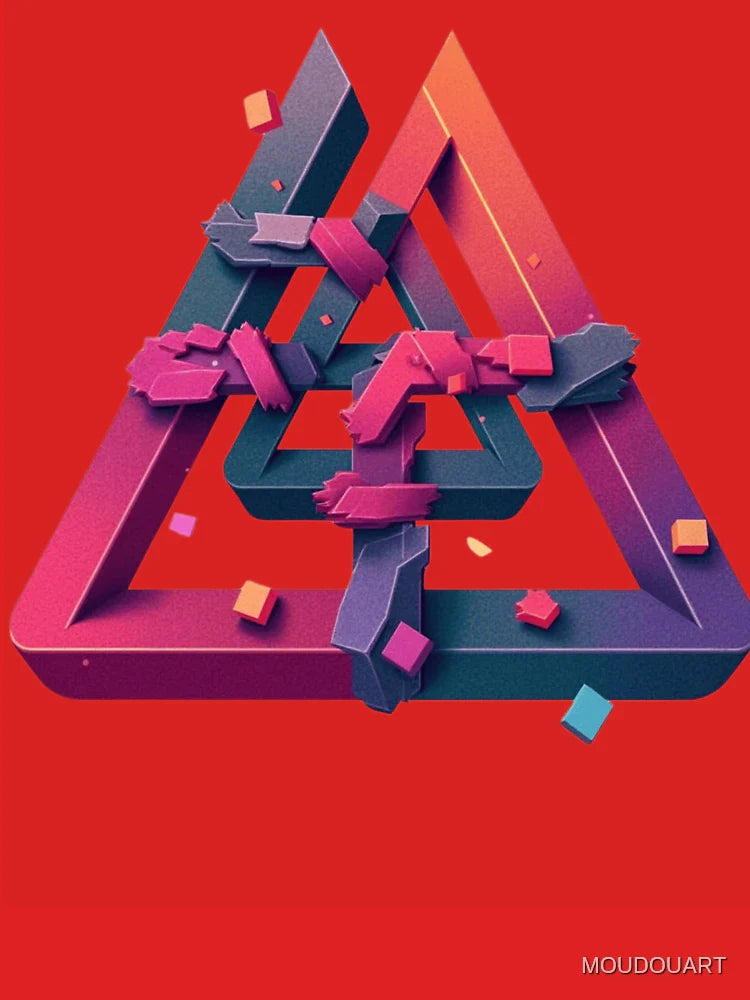 Penrose Triangle - Impossible Geometry Optical Illusion  Classic T-Shirt