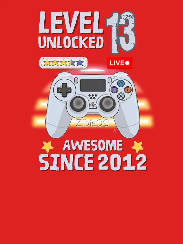 13th Birthday T-shirt 13yr 13 Year Old Birthday Level 13 Unlocked Awesome Since 2012 13th Birthday Gaming T-shirt Classic T-Shirt